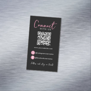 Zwart Roze Professionele QR Code Verbind met ons Magnetisch Visitekaartje