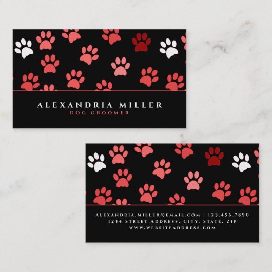 Zwart-roze puppy Dog schildert afdrukken Visitekaartje (Voorkant / Achterkant)