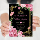 Zwart Roze Quinceañera Kroonvlinder 15 Anos Kaart