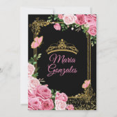 Zwart Roze Quinceañera Kroonvlinder 15 Anos Kaart (Achterkant)