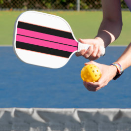 Zwart-roze racestrips: witte achtergrond pickleball paddle