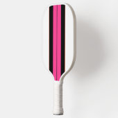 Zwart-roze racestrips: witte achtergrond pickleball paddle (Links)