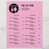 Zwart, Roze Restaurant Afhaalmenu met QR-code Flyer (Voorkant)
