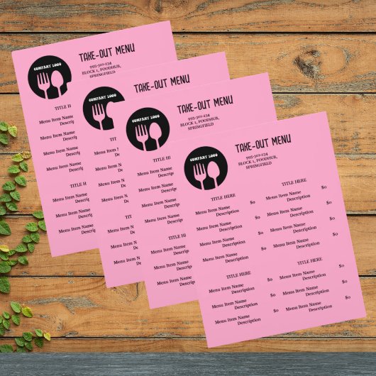 Zwart, Roze Restaurant Afhaalmenu met QR-code Flyer