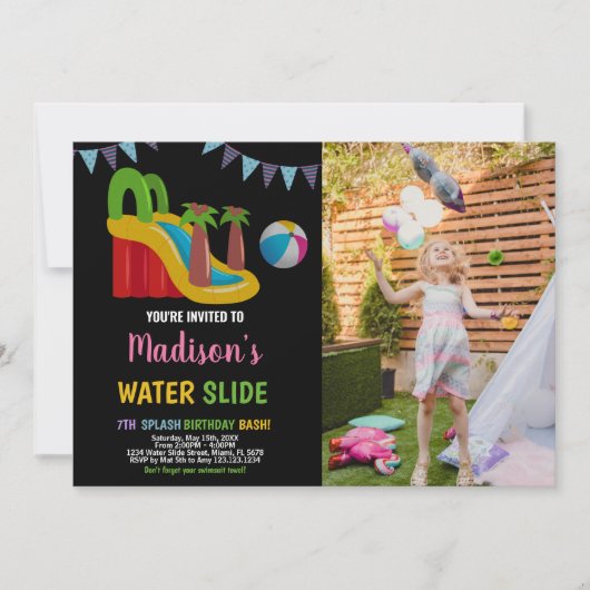 Zwart Roze Rood Paarse Foto Water Slide Kaart (Voorkant)