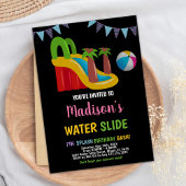 Zwart Roze Rood Paarse Water Slide Uitnodigingen