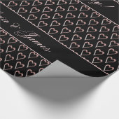 Zwart-roze roodbruin - hartspatroon toevoegen Teks Cadeaupapier (Hoek)