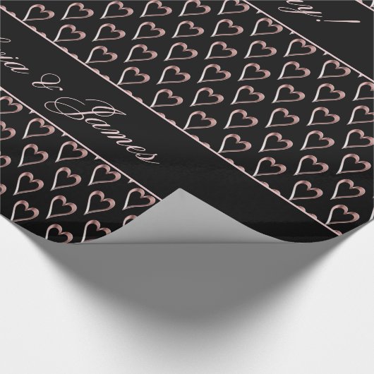 Zwart-roze roodbruin - hartspatroon toevoegen Teks Cadeaupapier (Hoek)