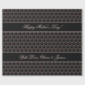 Zwart-roze roodbruin - hartspatroon toevoegen Teks Cadeaupapier (Vlak)