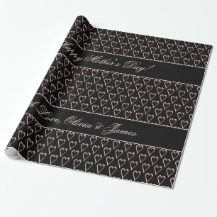 Zwart-roze roodbruin - hartspatroon toevoegen Teks Cadeaupapier