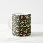 Zwart Roze Roos Bloemig Koffiemok (Voorkant links)