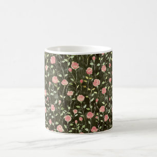 Zwart Roze Roos Bloemig Koffiemok