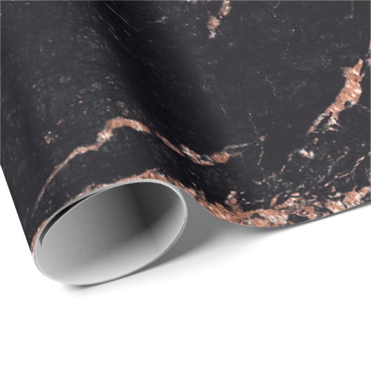 Zwart Roze Rose Blush Strepen Marmeren Stenen Glam Cadeaupapier (Rol Hoek)