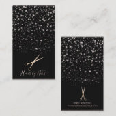 Zwart-roze Rose Gold Galaxy Dot Splatter Stylist Visitekaartje (Voorkant / Achterkant)