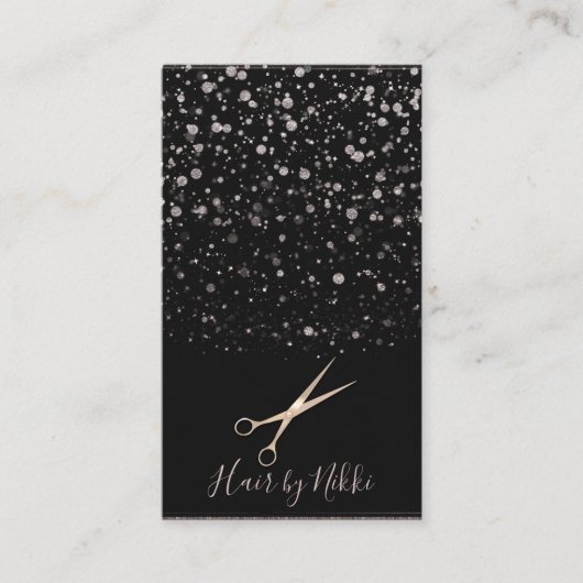 Zwart-roze Rose Gold Galaxy Dot Splatter Stylist Visitekaartje (Voorkant)