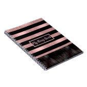 Zwart & Roze Rose Gold Stripes Modern Glam Notitieboek (Rechterzijde)