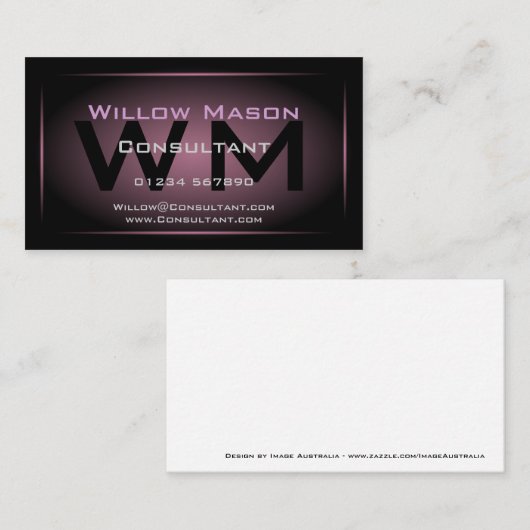 Zwart-roze roze monogram - Visitekaartje (Voorkant / Achterkant)