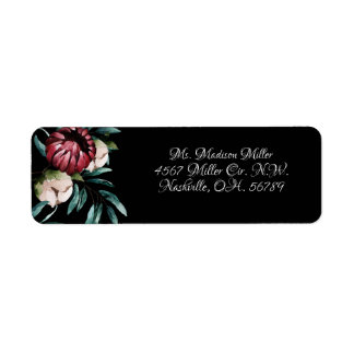 Zwart roze rozen achtergrond Elegant script Etiket
