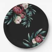 Zwart roze rozen achtergrond Elegant script Papieren Bordje (Voorkant)