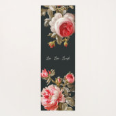 Zwart  Roze Rozen Bloemen Elegante Stijl Yogamat (Achterkant)