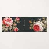 Zwart  Roze Rozen Bloemen Elegante Stijl Yogamat (Voorkant (horizontaal))