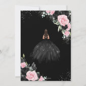 Zwart Roze Rozen Bloemen Prinses Zoet 16 Zilver Kaart (Achterkant)