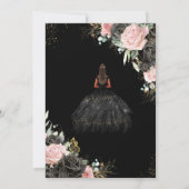 Zwart Roze Rozen Bloemen Quinceañera Sweet Sixteen Kaart (Achterkant)