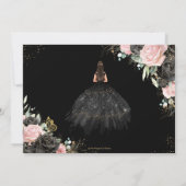 Zwart Roze Rozen Bloemen Quinceanera Sweet Sixteen Save The Date (Achterkant)