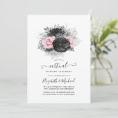 Zwart-roze Rozen online virtueel huwelijk Kaart (Staand voorkant)