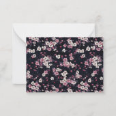 Zwart Roze Sakura Bloemen, Patroon Design Notitiekaartje (Achterkant)