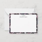 Zwart Roze Sakura Bloemen, Patroon Design Notitiekaartje (Voorkant)