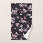 Zwart Roze Sakura Bloemen, Patroonontwerp, Bad Handdoek (Handdoek)