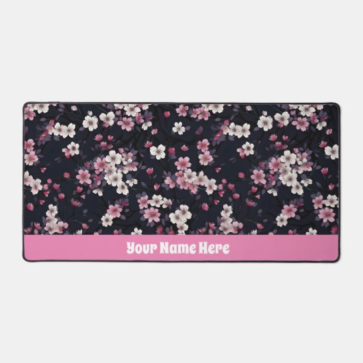 Zwart Roze Sakura Bloemen, Patroonontwerp, Bureaumat (Voorkant)