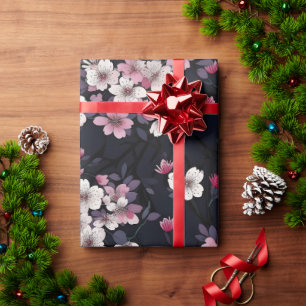 Zwart Roze Sakura Bloemen, Patroonontwerp, Cadeaupapier