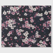 Zwart Roze Sakura Bloemen, Patroonontwerp, Cadeaupapier (Vlak)