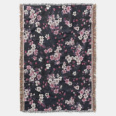 Zwart Roze Sakura Bloemen, Patroonontwerp, Deken (Voorkant Verticaal)