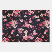 Zwart Roze Sakura Bloemen, Patroonontwerp, Inpakpapier Vel (Voorkant 2)