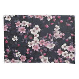 Zwart Roze Sakura Bloemen, Patroonontwerp, Kussensloop