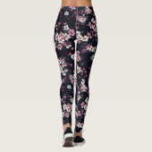 Zwart Roze Sakura Bloemen, Patroonontwerp, Leggings (Achterkant)