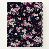 Zwart Roze Sakura Bloemen, Patroonontwerp, Notitieboek (Achterkant)