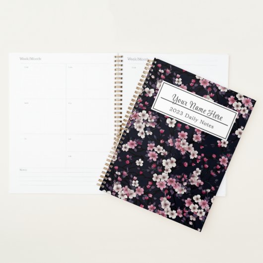 Zwart Roze Sakura Bloemen, Patroonontwerp, Planner (Display)