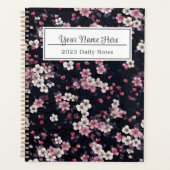 Zwart Roze Sakura Bloemen, Patroonontwerp, Planner (Voorkant)