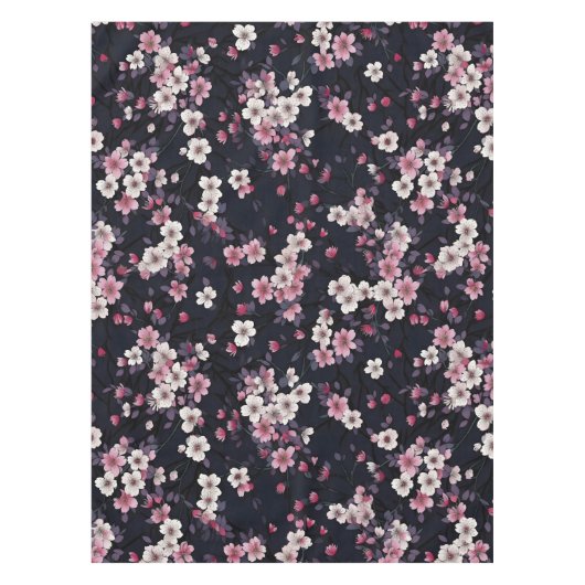 Zwart Roze Sakura Bloemen, Patroonontwerp, Tafelkleed (Voorkant)