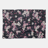 Zwart Roze Sakura Bloemen, Patroonontwerp, Theedoek (Horizontaal)