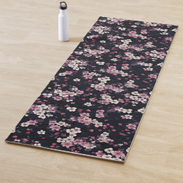 Zwart Roze Sakura Bloemen, Patroonontwerp, Yogamat