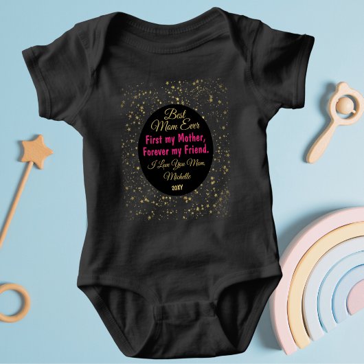 Zwart Roze Schattig Beste Moeder Ooit Moderne Moed Romper