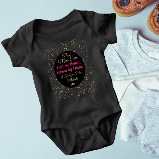 Zwart Roze Schattig Beste Moeder Ooit Moderne Moed Romper