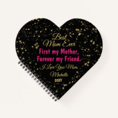 Zwart Roze Schattige Beste Moeder Elegant Moederda Notitieboek (Voorkant)