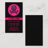 Zwart roze schedel tattoo aangepaste visitekaartje (Voorkant / Achterkant)
