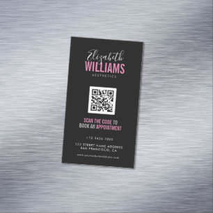 Zwart Roze Schoonheidssalon QR Code Magnetisch Visitekaartje